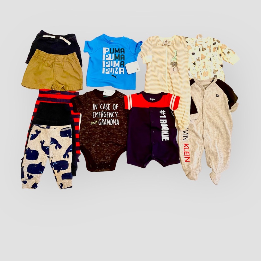 Boys 11 pcs Bundle 0-3 M, 3-6 M